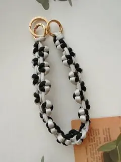 パラコードスマホストラップ 【BK×GY】