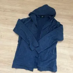 AZUL ダークブルー フード付き薄手カーディガンSサイズ