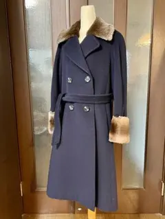 HERNOリアルファー襟袖付カシミヤウール ダブルスタイリッシュコート訳あり美品