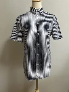 未使用 H&M ストライプ 半袖 シャツ コットン100％ ボタンダウン