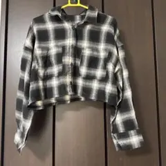 チェック柄 クロップドシャツ 長袖