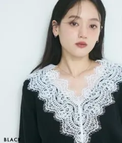 Vネックレースニット BASEMENT onlineベースメント