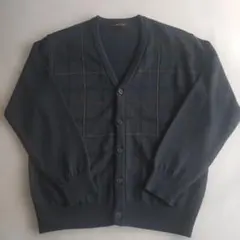 美品LINDBERGH ダークブルー チェック柄 カーディガン Mサイズ 日本製