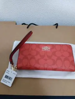 COACH 長財布 シグネチャー レッド - メルカリ