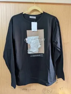 しまむら 長袖 Tシャツ ブラック ロゴプリント
