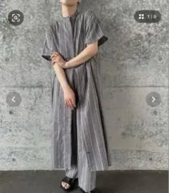 セレクトモカバイソン　ストライプスタンドカラーワンピース&パンツのサムネイル
