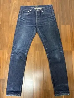 アーペーセー ピンタック デニム スラックス 26 XS センタープレス A.P.C センタープレス デニム 26 濃紺 ディナージーンズ ピンタック