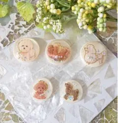 犬のボタン☆5個 c29 トイプードル/プードル/犬/動物/ボタン