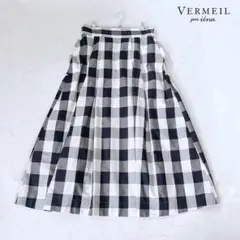 美品◼︎ヴェルメイユパーイエナ ギンガムチェック ロングスカート シルク 38 Mのサムネイル