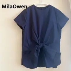 ミラオーウェンMila Owen フロントリボンブラウスネイビー　FREEサイズのサムネイル