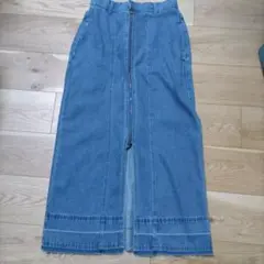 値下げデニムブルー タイトスカート フロントジッパー