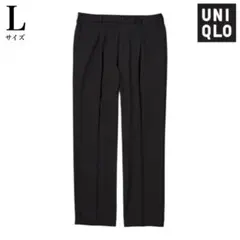 美品◎希少L【ユニクロ】タックワイドパンツ 黒/ブラック ワイドスラックス