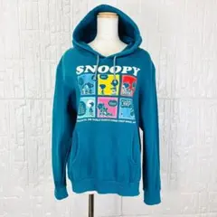 一枚で完成✨スヌーピー　 PEANUTS　パーカー ターコイズ♪　M【341】