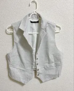 Biz Chic★ストライプベストスカート セットアップ 美品 ジレ