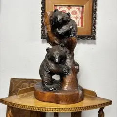 ジェフ・フレミング ビッグスカイ 手彫り木製クマ像彫刻 アンティーク
