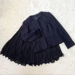 ANAYI セレモニー　セットアップ　ネイビー　ツイード　プリーツ　日本製