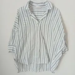 earth music&ecology　七分袖ストライプシャツ ブラウス