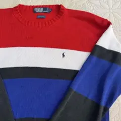 90s ラルフローレン マルチカラー コットンニット L