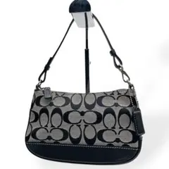 未使用級 COACH コーチ　ハンドバッグ　ミニ　キャンバス 黒 シグネチャー
