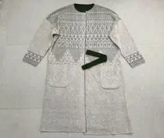 (K11629) Ne-net 総柄リボンベルト付きロングカーディガン ガウン