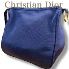 クリスチャンディオール ゴールド金具 キャンバス 小物入れ 化粧ポーチ ネイビー