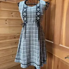axes ノースリーブ グレー系チェックワンピース【大人→キッズ】