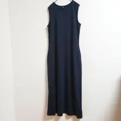 ユニクロ ノースリーブ ロングワンピース XL 濃紺 ネイビー