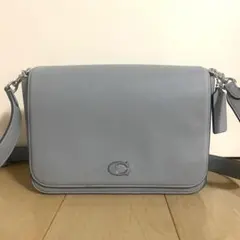 coach メッセンジャー バッグ 水色 アイスグレー ショルダー2本付き