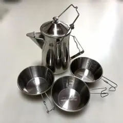 【USED】コールマンケトルとナチュラルシェラカップ4点セット