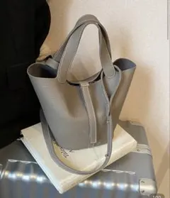 【新品未使用✨】グレー 2wayハンドバッグ 33cm 上品 高見え