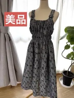【美品】花柄ジャガードジャンスカ ワンピース ロング丈