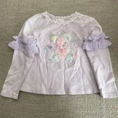 メゾピアノ　トレーナー　120 レインボーベア　刺繍 フリル　リボン　レース