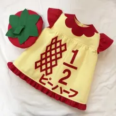 キューピーハーフバースデー　花衿ワンピース【袖あり】 トマトベレー帽