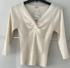 新品タグ付INGNI イング　アイボリー リブ編み 五分袖 M