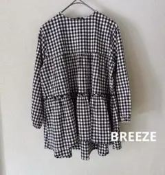 BREEZE キッズ　ギンガムチェック柄長袖シャツワンピース　チュニック　130