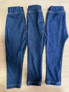 デニム風ゴムウエストパンツ 3点セット　90