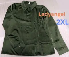 本日限定❗️Ladyangel サテン 長袖シャツブラウス プルオーバー 2XL