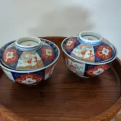セール中‼️古伊万里 蓋つき煮物椀 5客セット 金彩加工色絵 染付