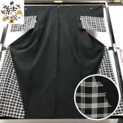 MK-1575 付下げ 踊り 舞踊 格子柄 黒色