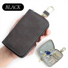 コンパクト　スマートキーケース　ブラック　カラビナ　通勤用　大容量　財布　多機能