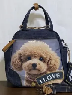 プードル☆岡山デニム☆ステンシル☆プードル☆リュック対応☆4wayボストンバッグ