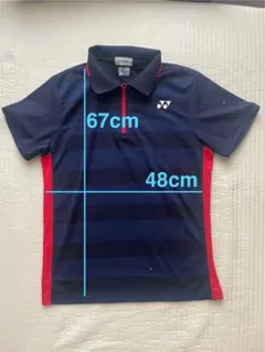 YONEX ストライプ ポロシャツ ネイビー/レッド