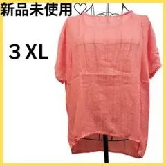 大きいサイズ☆ Tシャツ ブラウス 半袖 透け感あり レッド 3XL カジュアル