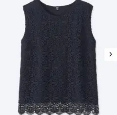 ユニクロ  レースノースリーブT タンクトップ ネイビー