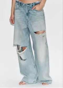ZARA TRF ミッドライズ折り返しウエストデニムパンツ EU32 5号 - メルカリ