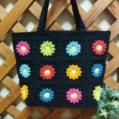 ☆SALE9/27まで☆【Lサイズ】コットン　グラニースクエアのトートバッグ♪