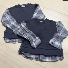 チェック柄 長袖カットソー100.90サイズセット