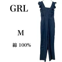 【グレイル】 デニム サロペット オーバーオール フリル