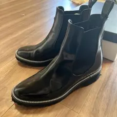 美品 ✴︎ ブラックレザーサイドゴアブーツ 23.5cm