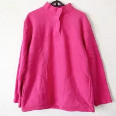 ハイネック フリース 裏起毛 プルオーバー ピンク